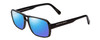 Profile View of Porsche Designs P8217-A Designer Polarized Sunglasses with Custom Cut Blue Mirror Lenses in Crystal Dark Grey Carbon Fiber Unisex Square Full Rim Acetate 56 mm