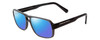 Profile View of Porsche Designs P8217-C Designer Polarized Reading Sunglasses with Custom Cut Powered Blue Mirror Lenses in Light Grey Carbon Fiber Unisex Square Full Rim Acetate 56 mm