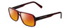 Profile View of Porsche Designs P8217-D Designer Polarized Sunglasses with Custom Cut Red Mirror Lenses in Crystal Dark Red Carbon Fiber Unisex Square Full Rim Acetate 56 mm
