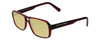 Profile View of Porsche Designs P8217-D Designer Polarized Reading Sunglasses with Custom Cut Powered Sun Flower Yellow Lenses in Crystal Dark Red Carbon Fiber Unisex Square Full Rim Acetate 56 mm