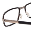 Close Up View of Porsche Designs P8220-B Designer Progressive Lens Prescription Rx Eyeglasses in Matte Titanium Crystal Olive Green Unisex Square Full Rim Titanium 56 mm
