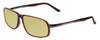Profile View of Porsche Designs P8229-B Designer Polarized Reading Sunglasses with Custom Cut Powered Sun Flower Yellow Lenses in Brown Unisex Oval Full Rim Titanium 57 mm