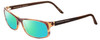 Profile View of Porsche Designs P8243-B Designer Polarized Reading Sunglasses with Custom Cut Powered Green Mirror Lenses in Striped Crystal Brown Matte Unisex Oval Full Rim Acetate 54 mm