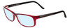 Profile View of Porsche Designs P8243-C Designer Blue Light Blocking Eyeglasses in Crystal Cherry Red Matte Black Unisex Oval Full Rim Acetate 54 mm