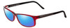 Profile View of Porsche Designs P8243-C Designer Polarized Sunglasses with Custom Cut Blue Mirror Lenses in Crystal Cherry Red Matte Black Unisex Oval Full Rim Acetate 54 mm