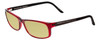 Profile View of Porsche Designs P8243-C Designer Polarized Reading Sunglasses with Custom Cut Powered Sun Flower Yellow Lenses in Crystal Cherry Red Matte Black Unisex Oval Full Rim Acetate 54 mm