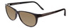 Profile View of Porsche Designs P8246-A Designer Polarized Reading Sunglasses with Custom Cut Powered Amber Brown Lenses in Black Unisex Oval Full Rim Acetate 56 mm