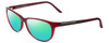 Profile View of Porsche Designs P8246-C Designer Polarized Reading Sunglasses with Custom Cut Powered Green Mirror Lenses in Crystal Red Violet Unisex Oval Full Rim Acetate 56 mm