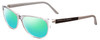 Profile View of Porsche Designs P8246-D Designer Polarized Reading Sunglasses with Custom Cut Powered Green Mirror Lenses in Crystal Grey Unisex Oval Full Rim Acetate 56 mm