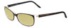 Profile View of Porsche Designs P8247-A Designer Polarized Reading Sunglasses with Custom Cut Powered Sun Flower Yellow Lenses in Black Layer Crystal Unisex Oval Full Rim Acetate 55 mm