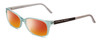 Profile View of Porsche Designs P8247-B Designer Polarized Sunglasses with Custom Cut Red Mirror Lenses in Crystal Azure Aqua Blue Grey Unisex Oval Full Rim Acetate 55 mm