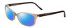 Profile View of Porsche Designs P8247-C Designer Polarized Reading Sunglasses with Custom Cut Powered Blue Mirror Lenses in Crystal Grey Brown Unisex Oval Full Rim Acetate 55 mm