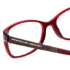 Close Up View of Porsche Designs P8247-D Designer Single Vision Prescription Rx Eyeglasses in Crystal Red Matte Burgundy Unisex Oval Full Rim Acetate 55 mm