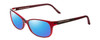 Profile View of Porsche Designs P8247-D Designer Polarized Sunglasses with Custom Cut Blue Mirror Lenses in Crystal Red Matte Burgundy Unisex Oval Full Rim Acetate 55 mm