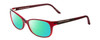 Profile View of Porsche Designs P8247-D Designer Polarized Reading Sunglasses with Custom Cut Powered Green Mirror Lenses in Crystal Red Matte Burgundy Unisex Oval Full Rim Acetate 55 mm
