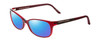 Profile View of Porsche Designs P8247-D Designer Polarized Reading Sunglasses with Custom Cut Powered Blue Mirror Lenses in Crystal Red Matte Burgundy Unisex Oval Full Rim Acetate 55 mm