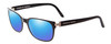 Profile View of Porsche Designs P8250-A Designer Polarized Sunglasses with Custom Cut Blue Mirror Lenses in Black Layer Crystal Unisex Oval Full Rim Acetate 55 mm