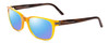 Profile View of Porsche Designs P8250-B Designer Polarized Sunglasses with Custom Cut Blue Mirror Lenses in Honey Yellow Orange Chocolate Brown Marble Unisex Oval Full Rim Acetate 55 mm
