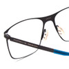 Close Up View of Porsche Designs P8256-D Designer Single Vision Prescription Rx Eyeglasses in Gun Metal Blue Unisex Square Full Rim Metal 55 mm