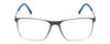 Front View of Porsche Designs P8256-D Designer Single Vision Prescription Rx Eyeglasses in Gun Metal Blue Unisex Square Full Rim Metal 55 mm