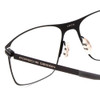 Close Up View of Porsche Designs P8256-E Designer Bi-Focal Prescription Rx Eyeglasses in Satin Black Unisex Square Full Rim Metal 55 mm