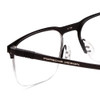 Close Up View of Porsche Designs P8277-A Designer Bi-Focal Prescription Rx Eyeglasses in Satin Black/Matte Unisex Square Semi-Rimless Metal 54 mm
