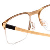 Close Up View of Porsche Designs P8277-C Designer Single Vision Prescription Rx Eyeglasses in Satin Gold Black Unisex Square Semi-Rimless Metal 54 mm