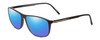 Profile View of Porsche Designs P8278-A Designer Polarized Reading Sunglasses with Custom Cut Powered Blue Mirror Lenses in Matte Grey Unisex Square Full Rim Acetate 56 mm