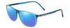 Profile View of Porsche Designs P8278-B Designer Polarized Reading Sunglasses with Custom Cut Powered Blue Mirror Lenses in Crystal Azure Turquoise Blue Unisex Square Full Rim Acetate 56 mm