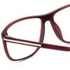 Close Up View of Porsche Designs P8278-D Designer Bi-Focal Prescription Rx Eyeglasses in Crystal Red Matte Brown Unisex Square Full Rim Acetate 56 mm