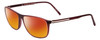 Profile View of Porsche Designs P8278-D Designer Polarized Sunglasses with Custom Cut Red Mirror Lenses in Crystal Red Matte Brown Unisex Square Full Rim Acetate 56 mm