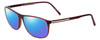 Profile View of Porsche Designs P8278-D Designer Polarized Sunglasses with Custom Cut Blue Mirror Lenses in Crystal Red Matte Brown Unisex Square Full Rim Acetate 56 mm