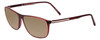 Profile View of Porsche Designs P8278-D Designer Polarized Reading Sunglasses with Custom Cut Powered Amber Brown Lenses in Crystal Red Matte Brown Unisex Square Full Rim Acetate 56 mm