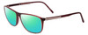 Profile View of Porsche Designs P8278-D Designer Polarized Reading Sunglasses with Custom Cut Powered Green Mirror Lenses in Crystal Red Matte Brown Unisex Square Full Rim Acetate 56 mm