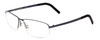 Profile View of Porsche Designs P8284-C Designer Bi-Focal Prescription Rx Eyeglasses in Satin Steel Blue Black Unisex Rectangle Semi-Rimless Metal 59 mm