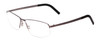 Profile View of Porsche Designs P8284-D Designer Reading Eye Glasses with Custom Cut Powered Lenses in Ruthenium Silver Black Unisex Rectangle Semi-Rimless Metal 59 mm