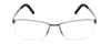 Front View of Porsche Designs P8284-D Designer Reading Eye Glasses with Custom Cut Powered Lenses in Ruthenium Silver Black Unisex Rectangle Semi-Rimless Metal 59 mm