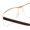 Close Up View of Porsche Designs P8289-B Designer Single Vision Prescription Rx Eyeglasses in Satin Gold Black Unisex Square Full Rim Titanium 57 mm