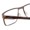 Close Up View of Porsche Designs P8292-B Designer Single Vision Prescription Rx Eyeglasses in Satin Grey Brown Marble Horn Unisex Square Full Rim Metal 54 mm