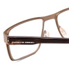 Close Up View of Porsche Designs P8292-C Designer Single Vision Prescription Rx Eyeglasses in Satin Sand Gold Brown Marble Horn Unisex Square Full Rim Metal 54 mm
