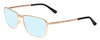 Profile View of Porsche Designs P8293-C Designer Blue Light Blocking Eyeglasses in Light Gold Black Unisex Square Full Rim Titanium 55 mm