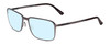 Profile View of Porsche Designs P8293-D Designer Blue Light Blocking Eyeglasses in Satin Blue Grey Matte Unisex Square Full Rim Titanium 55 mm