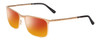 Profile View of Porsche Designs P8294-B Designer Polarized Sunglasses with Custom Cut Red Mirror Lenses in Light Gold Black Unisex Square Full Rim Titanium 54 mm
