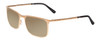 Profile View of Porsche Designs P8294-B Designer Polarized Sunglasses with Custom Cut Amber Brown Lenses in Light Gold Black Unisex Square Full Rim Titanium 54 mm