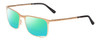 Profile View of Porsche Designs P8294-B Designer Polarized Reading Sunglasses with Custom Cut Powered Green Mirror Lenses in Light Gold Black Unisex Square Full Rim Titanium 54 mm