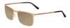 Profile View of Porsche Designs P8294-B Designer Polarized Reading Sunglasses with Custom Cut Powered Amber Brown Lenses in Light Gold Black Unisex Square Full Rim Titanium 54 mm