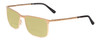 Profile View of Porsche Designs P8294-B Designer Polarized Reading Sunglasses with Custom Cut Powered Sun Flower Yellow Lenses in Light Gold Black Unisex Square Full Rim Titanium 54 mm