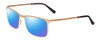 Profile View of Porsche Designs P8294-B Designer Polarized Reading Sunglasses with Custom Cut Powered Blue Mirror Lenses in Light Gold Black Unisex Square Full Rim Titanium 54 mm