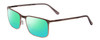 Profile View of Porsche Designs P8294-D Designer Polarized Reading Sunglasses with Custom Cut Powered Green Mirror Lenses in Satin Brown Black Unisex Square Full Rim Titanium 54 mm