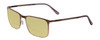 Profile View of Porsche Designs P8294-D Designer Polarized Reading Sunglasses with Custom Cut Powered Sun Flower Yellow Lenses in Satin Brown Black Unisex Square Full Rim Titanium 54 mm